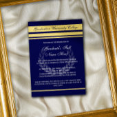 大学フォーマル卒業発表ブルー金ゴールド 招待状