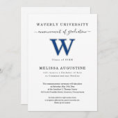 大学フォーマル卒業発表学校のロゴ 招待状 (正面/裏面)
