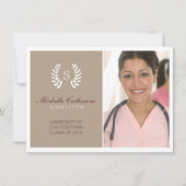 大学ブラウン及び白い卒業の発表 案内状 (正面)