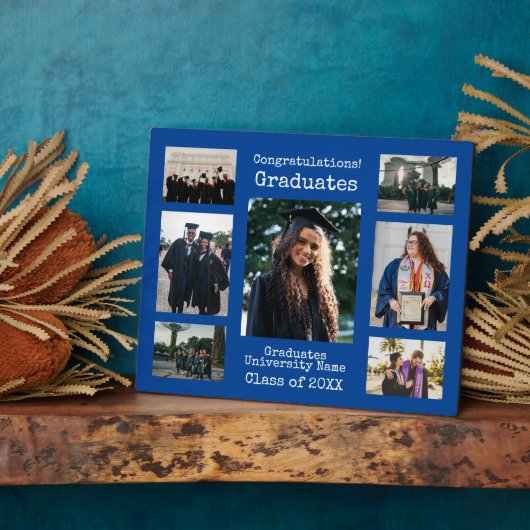 大学ブルーおめでとう卒業生の写真 フォトプラーク (側面)