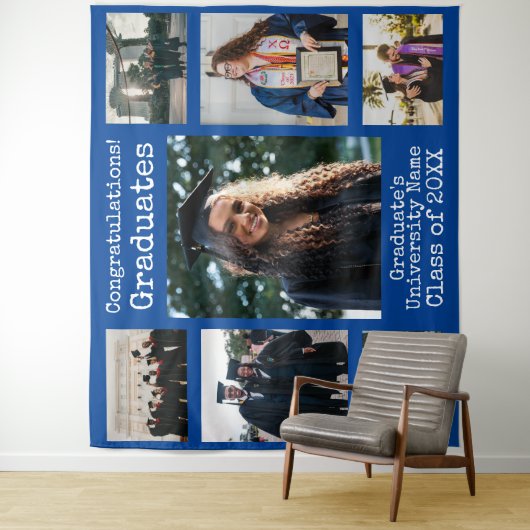 大学ブルーおめでとう卒業生フォト タペストリー (インサイチュ)