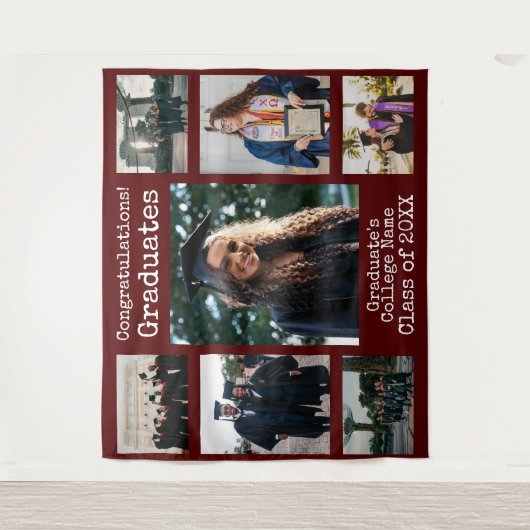 大学マリーン 卒業おめでとう 写真 タペストリー (正面)