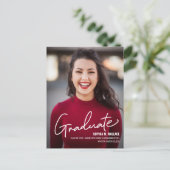 大学モダン卒業写真台本の卒業 案内ポストカード (スタンド正面)