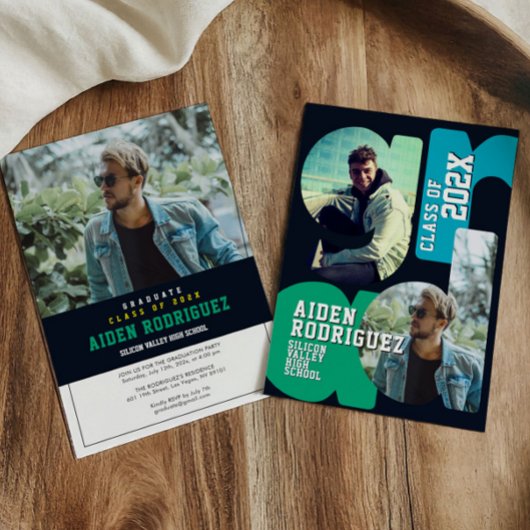 大学モダン卒業招待状 招待状