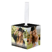 大学モダン又は高校エレガント卒業 キューブオーナメント (正面アングル)