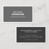 大学モダン生向けグレイ名刺 コーリングカード (正面/裏面)