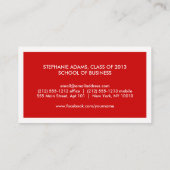大学モダン生用の赤ビジネスカード コーリングカード (裏面)