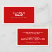 大学モダン生用の赤ビジネスカード コーリングカード (正面/裏面)