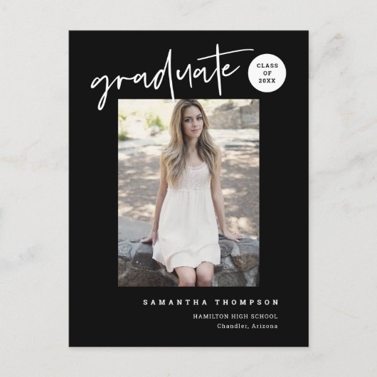 大学モダン高校の卒業写真 ポストカード (正面)