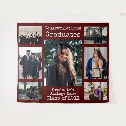 大学卒業おめでとうございます 卒業生の写真 タペストリー (正面(横))