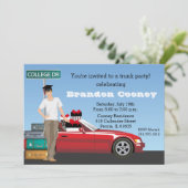 大学卒業のトランクのパーティーの行く遠くににブルネット 招待状 (スタンド正面)