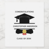 大学卒業パーソナライズされたキャップ卒業証書 ワインラベル (シングルラベル)