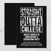 大学卒業パーティーの面白いカード　〜ストレート・アウト・オブ・カレッジ〜 招待状 (正面/裏面)
