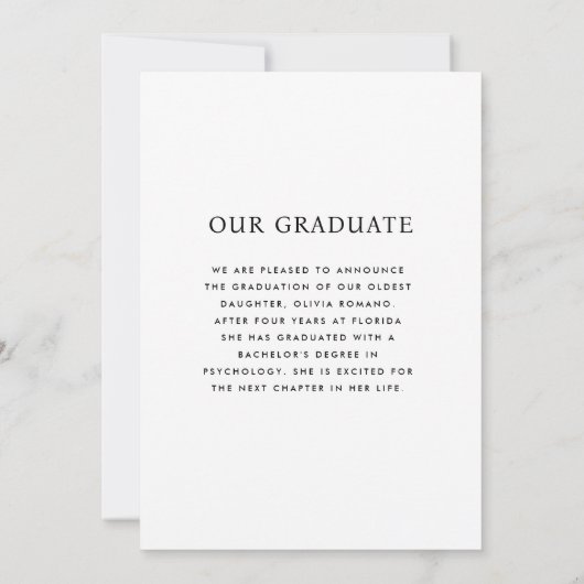 大学卒業写真アナウンスメントカード 案内状 (裏面)