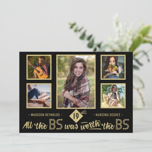 大学卒業写真学士号パーティー 招待状 (スタンド正面)