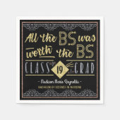 大学卒業学士号おもしろい取得 スタンダードカクテルナプキン (正面)