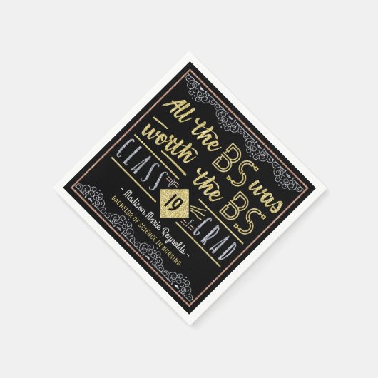 大学卒業学士号おもしろい取得 スタンダードカクテルナプキン (角)