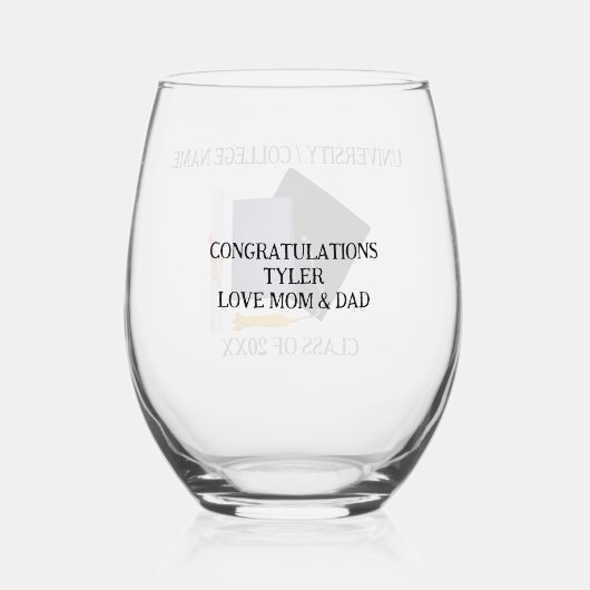 大学卒業式ステムレスワイングラス ステムなしワイングラス (裏面)