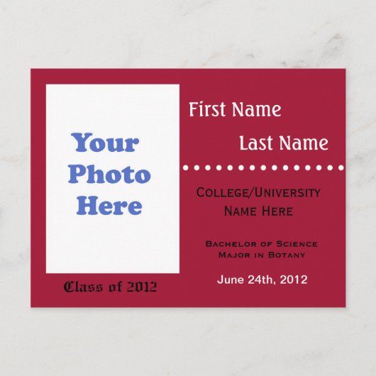 大学卒業発表の招待状 インビテーションポストカード (正面)