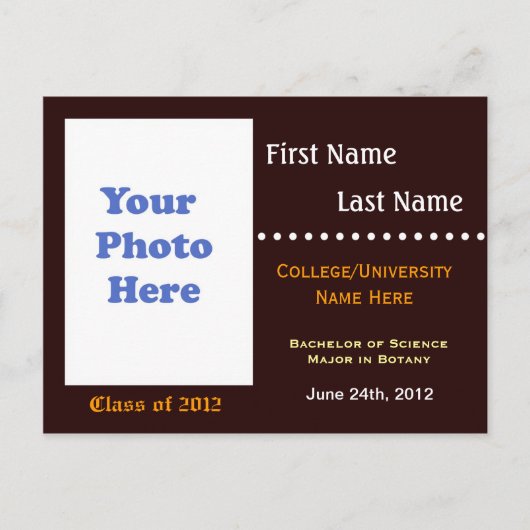 大学卒業発表の招待状 インビテーションポストカード (正面)