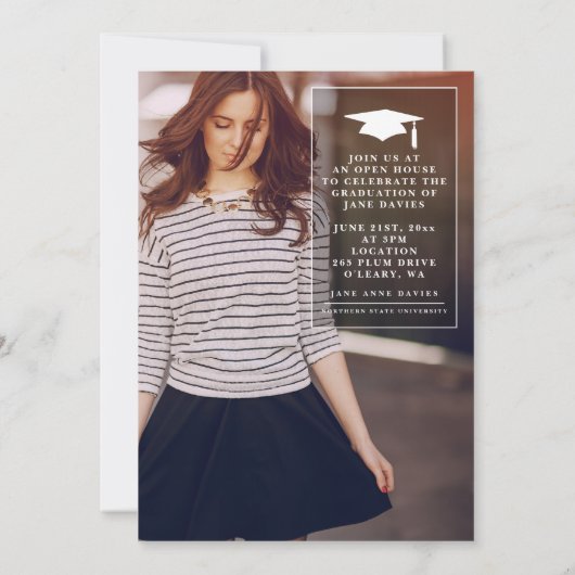 大学卒業者、卒業発表 招待状 (裏面)