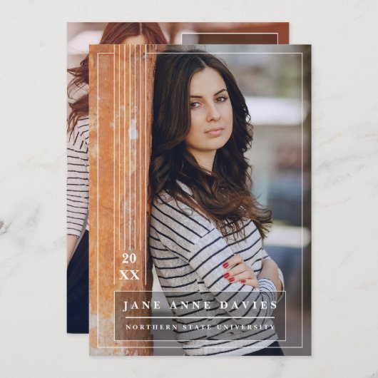 大学卒業者、卒業発表 招待状 (正面/裏面)