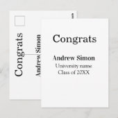 大学名　卒業おめでとう　20XX年度卒業生 ポストカード (正面/裏面)