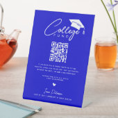 大学基金Qrコード中青色卒業モダン 台座サイン (インサイチュ)