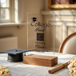 大学基金QRコード最小主義ブラック文字 アクリルサイン