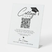 大学基金Qrコード白黒卒業モダン 台座サイン (正面)