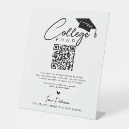 大学基金Qrコード白黒卒業モダン 台座サイン