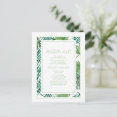 大学寮トランクパーティートロピカルリーフホワイト インビテーションポストカード (スタンド正面)