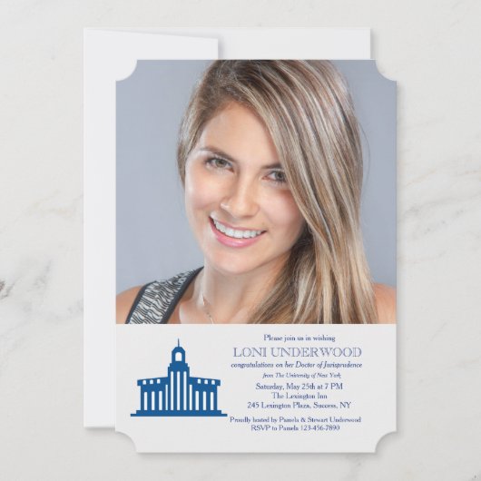 大学建物写真卒業招待状 招待状 (正面)