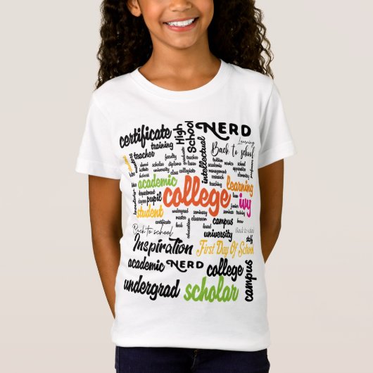 大学教育ワードクラウドパターン Tシャツ (正面)