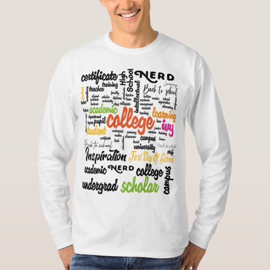 大学教育ワードクラウドパターン Tシャツ (正面)