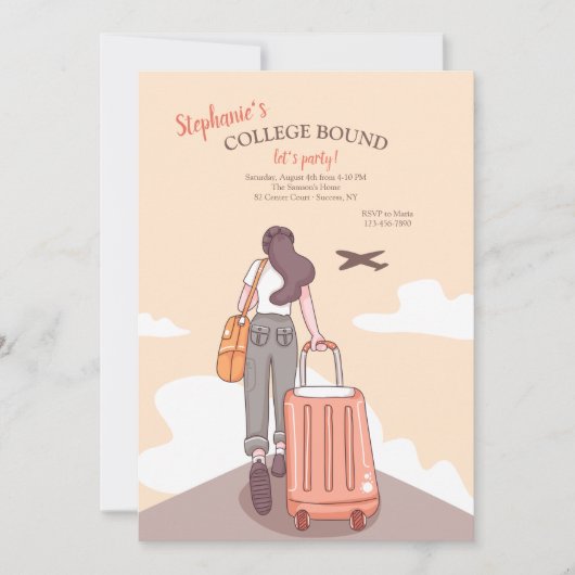 大学生になる女の子の卒業パーティー招待状 招待状 (正面)
