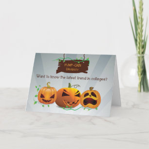 大学生のハロウィンのカボチャのためにユーモアのある カード
