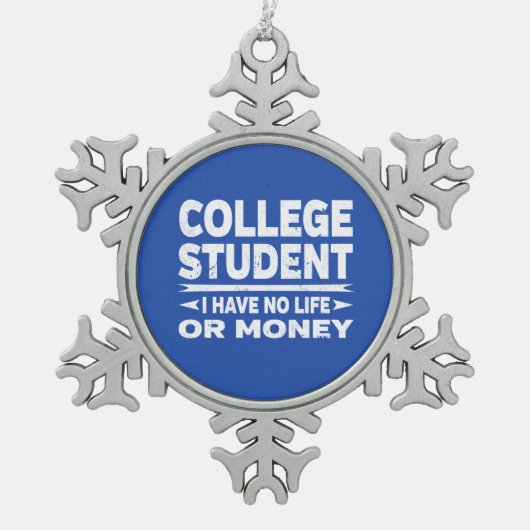 大学生の人生とお金 スノーフレークピューターオーナメント (正面)