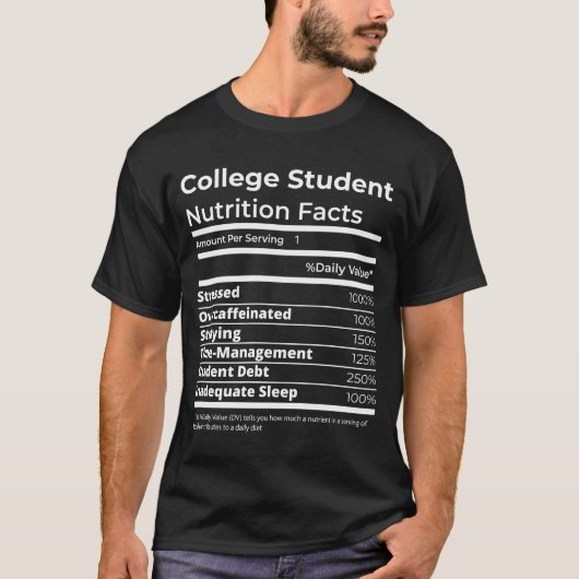 大学生の栄養の事実おもしろい大学のギフト Tシャツ (正面)