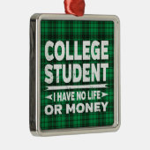 大学生メジャークリスマスグリーンプレイド メタルオーナメント (右)