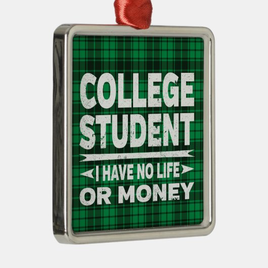 大学生メジャークリスマスグリーンプレイド メタルオーナメント (右)