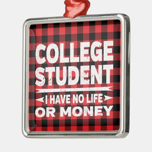 大学生メジャーズクリスマスレッドプレイド メタルオーナメント (左)