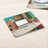 大学生ルームコースターセット スクエアペーパーコースター (アングル)