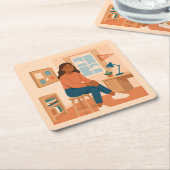 大学生ルームコースターセット スクエアペーパーコースター (アングル)