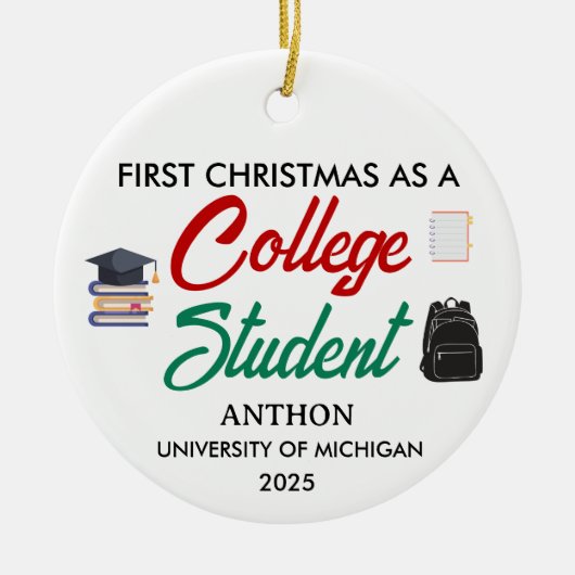 大学生活最初のクリスマス、初めての セラミックオーナメント (正面)