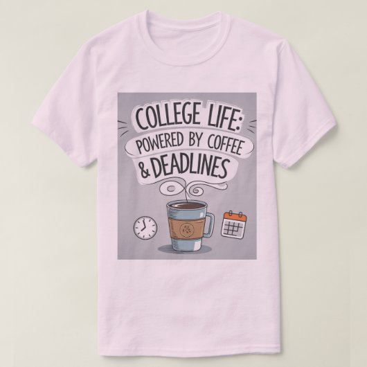 大学生活Powered by Coffee – あなたの日を燃やす Tシャツ (デザイン正面)