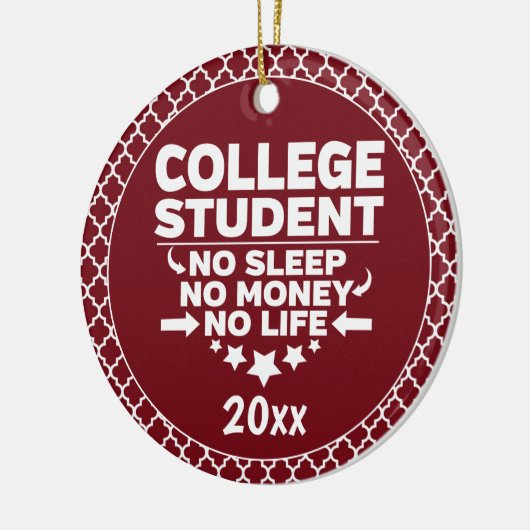 大学生Noスリープマネー生活赤い図形 セラミックオーナメント (左)