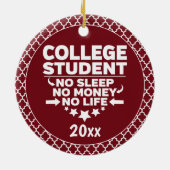 大学生Noスリープマネー生活赤い図形 セラミックオーナメント (裏面)