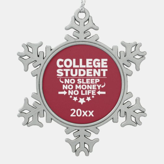 大学生Noスリープライフ(鳥)ショウジョウコウカンチョウレッド スノーフレークピューターオーナメント (正面)