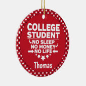 大学生No睡眠金ライフレッドプレイド セラミックオーナメント (右)